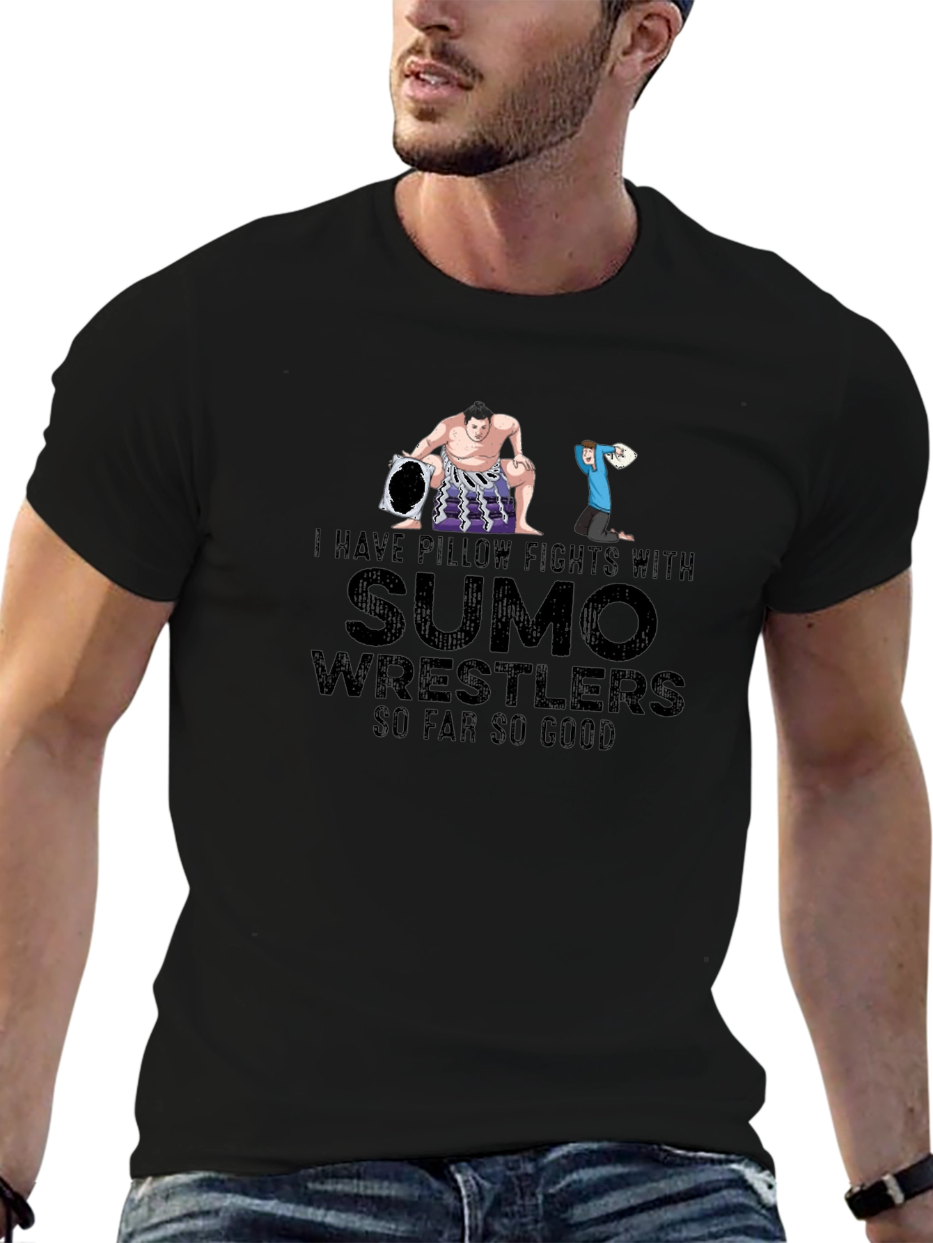 Sumo Wrestler Pillow Fight T-Shirt