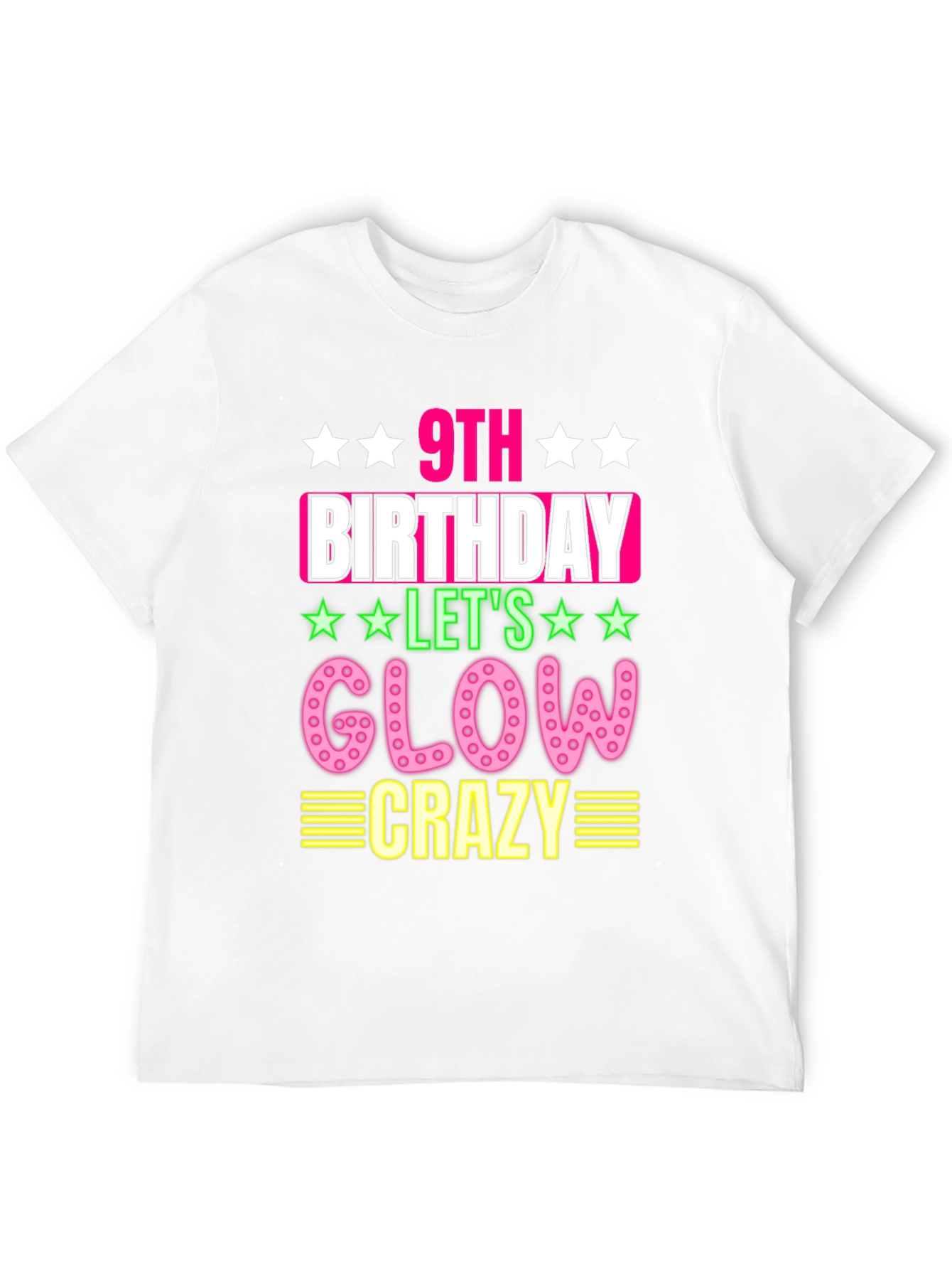 9th Birthday Glow Crazy Black T-Shirt