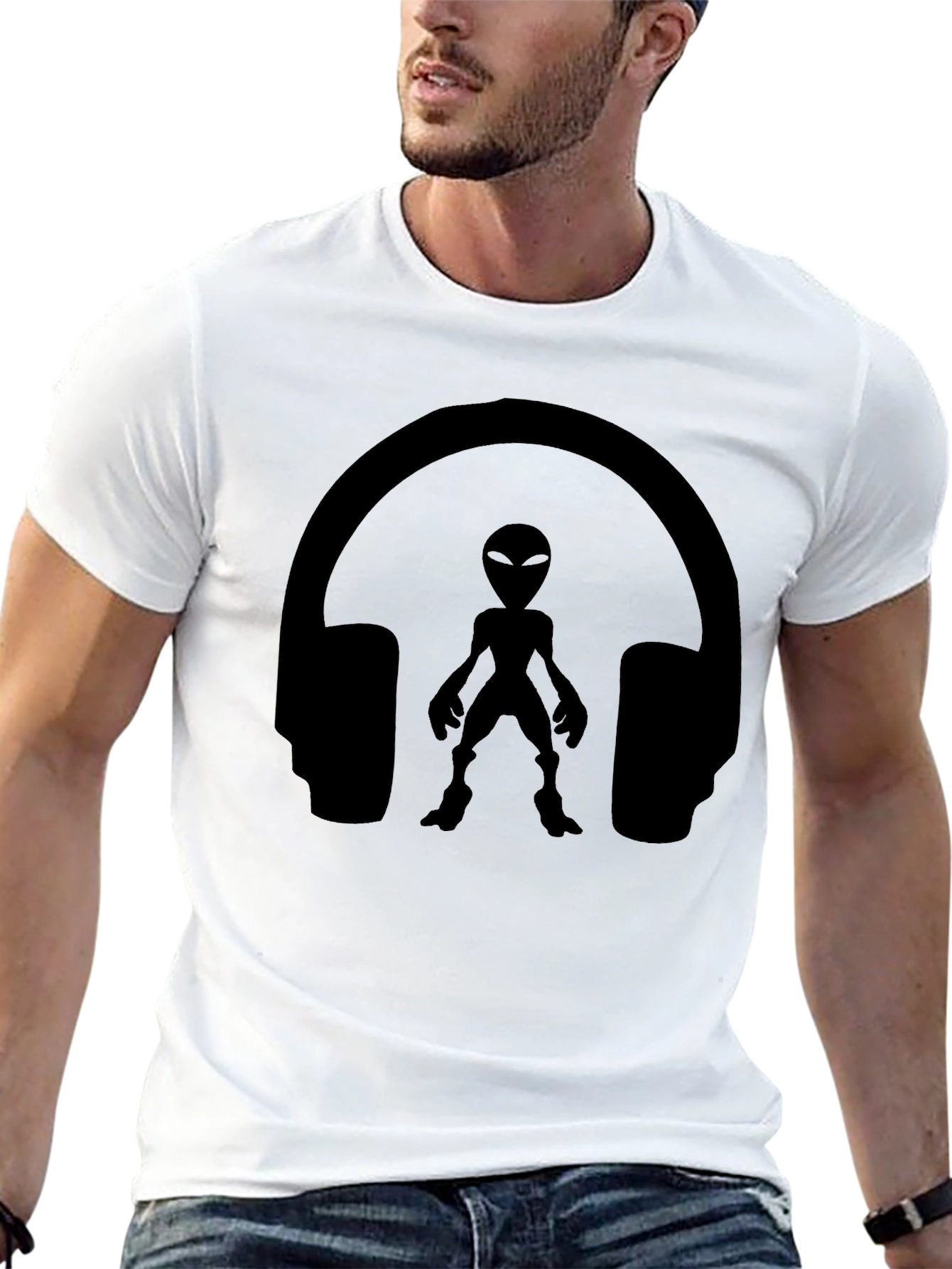 Alien DJ T-Shirt - Black Cotton Graphic Tee