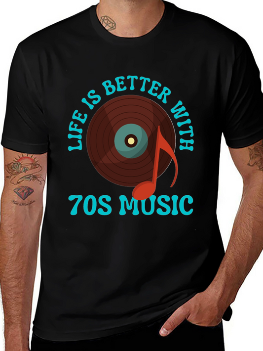 70s Music T-Shirt - Retro Vinyl Record Design