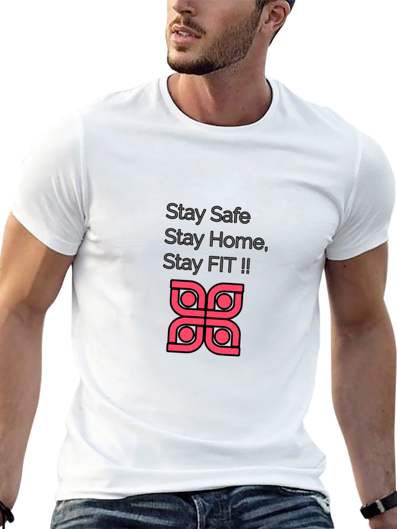Stay Safe & Fit Graphic Tee - Black
