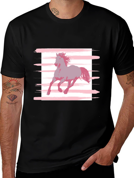 Horse Graphic Tee - Stylish Mens Black T-Shirt