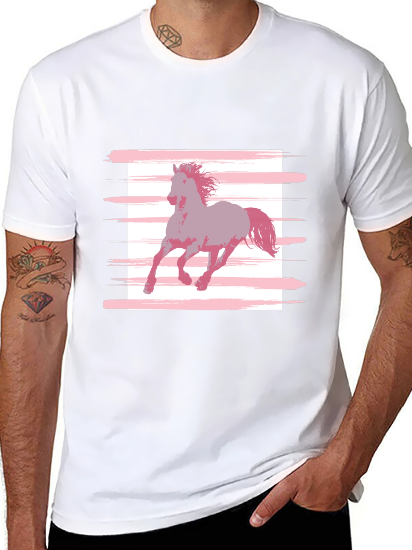 Horse Graphic Tee - Stylish Mens Black T-Shirt