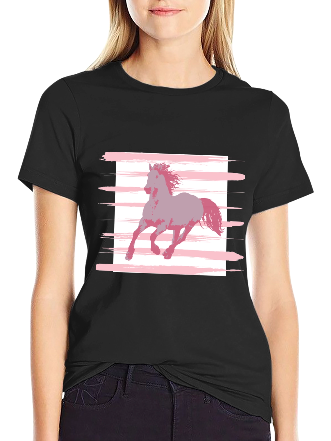 Horse Graphic Tee - Stylish Mens Black T-Shirt