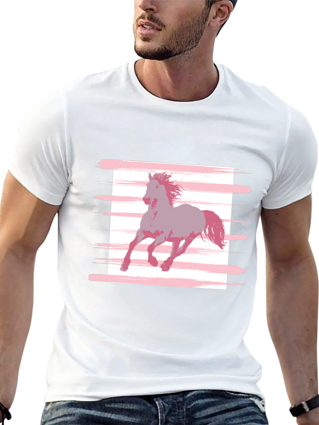 Horse Graphic Tee - Stylish Mens Black T-Shirt