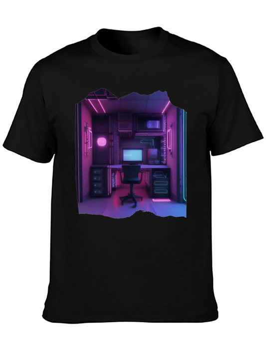 Cyberpunk Gaming Room Black T-Shirt