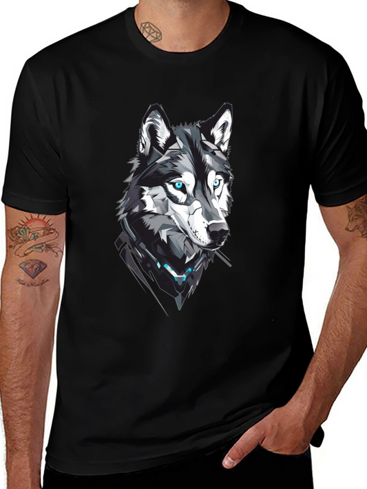 Cyberpunk Wolf Graphic Print Tee