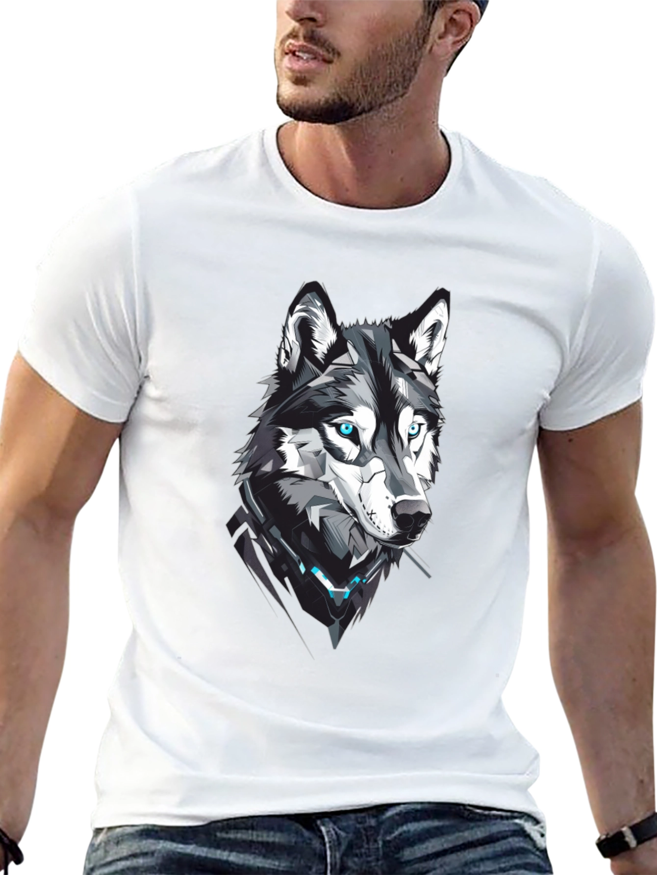Cyberpunk Wolf Graphic Print Tee