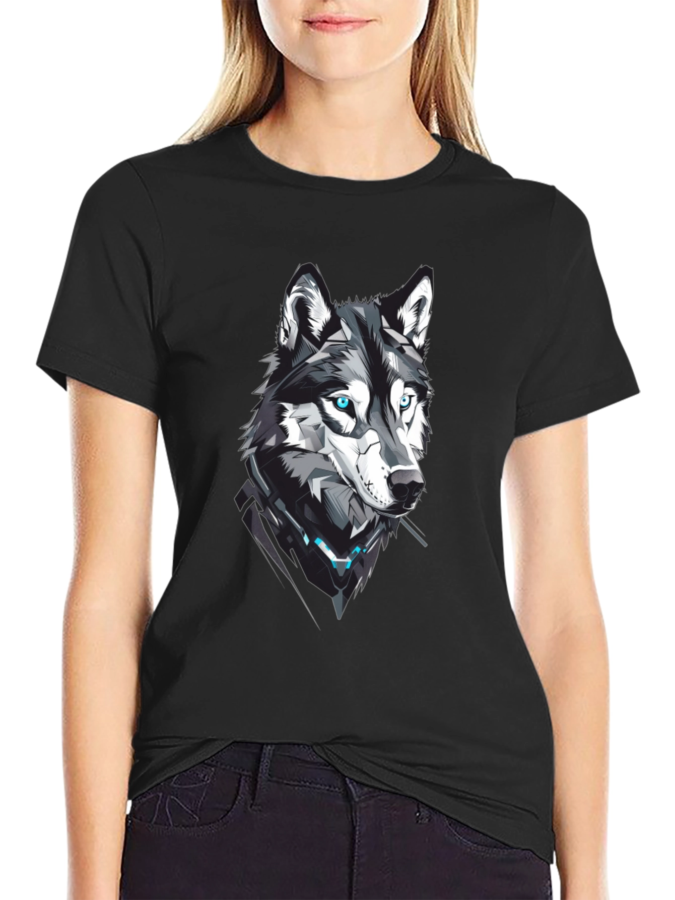 Cyberpunk Wolf Graphic Print Tee