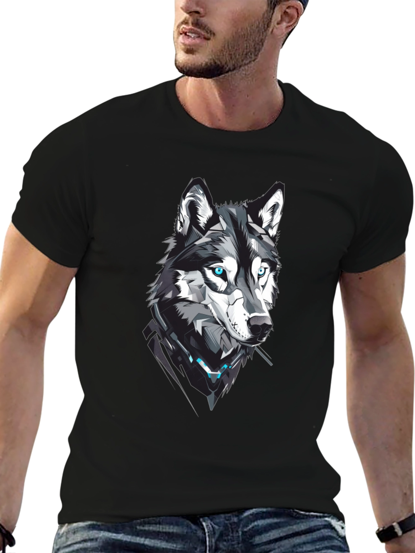 Cyberpunk Wolf Graphic Print Tee
