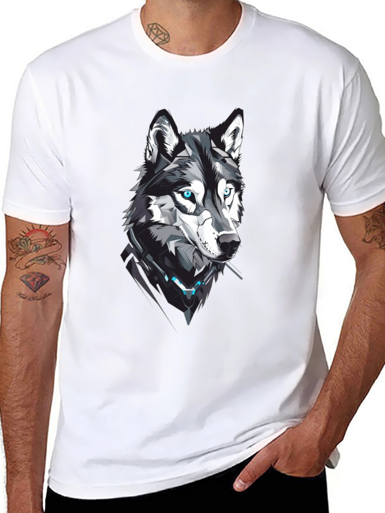 Cyberpunk Wolf Graphic Print Tee