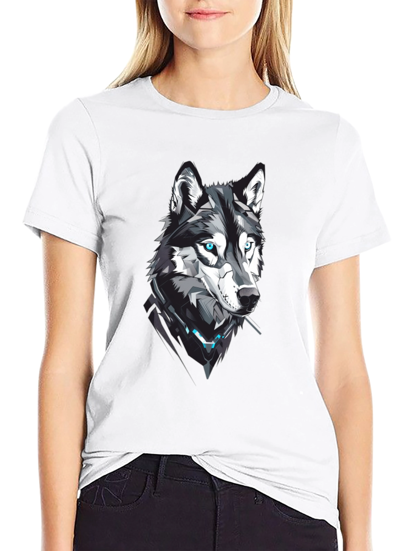 Cyberpunk Wolf Graphic Print Tee