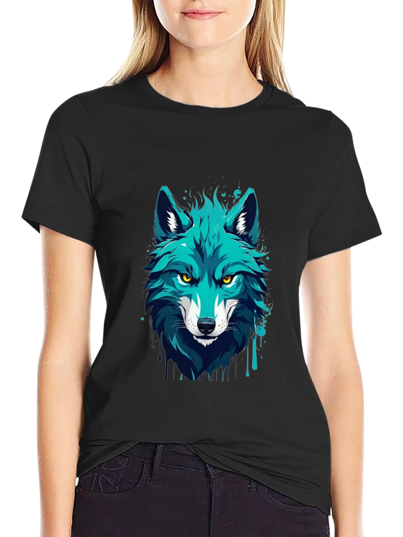 Wolf Graphic Tee - Black Cotton T-Shirt