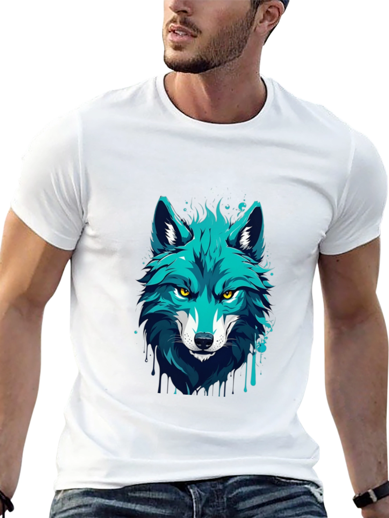 Wolf Graphic Tee - Black Cotton T-Shirt