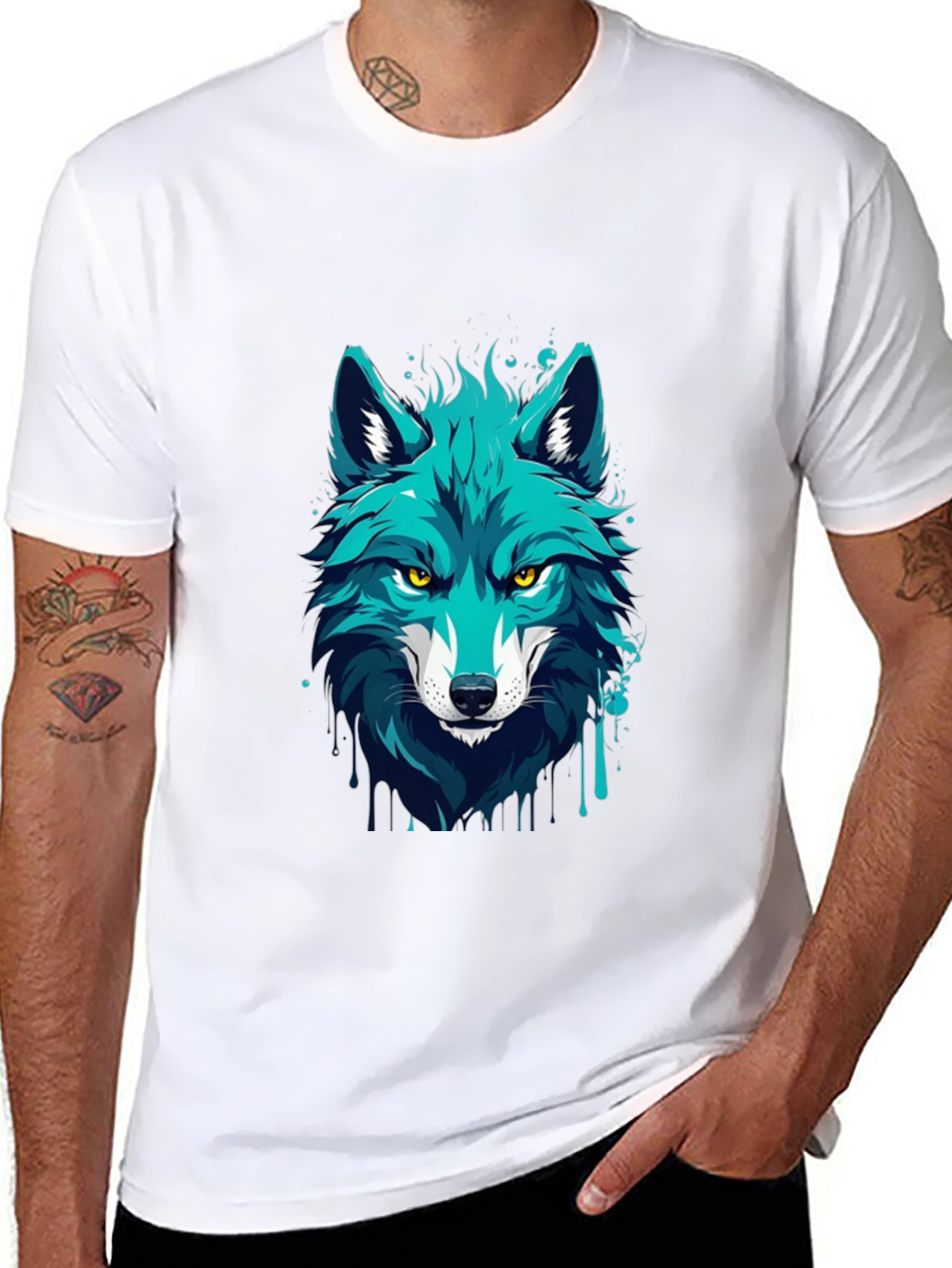 Wolf Graphic Tee - Black Cotton T-Shirt