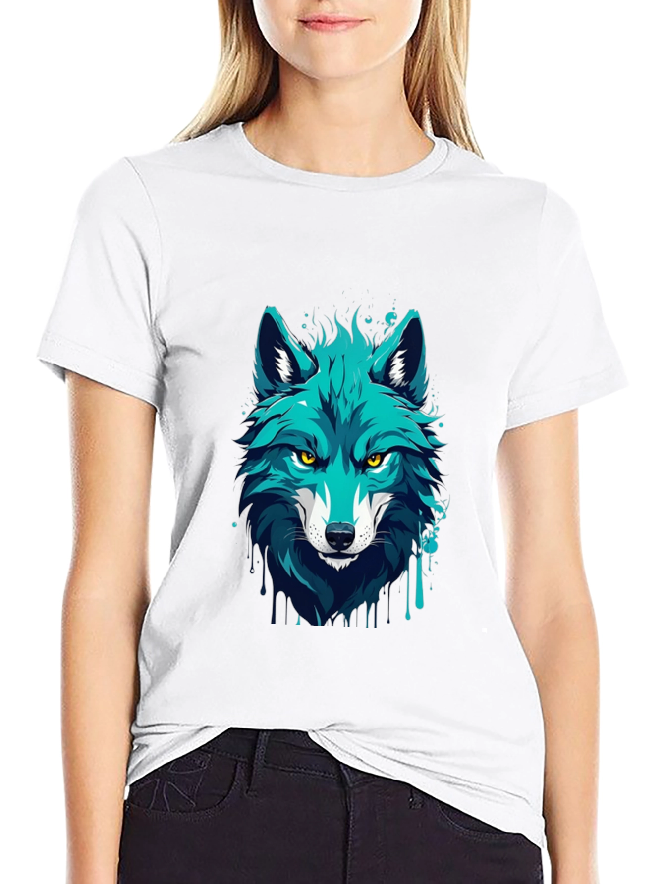 Wolf Graphic Tee - Black Cotton T-Shirt