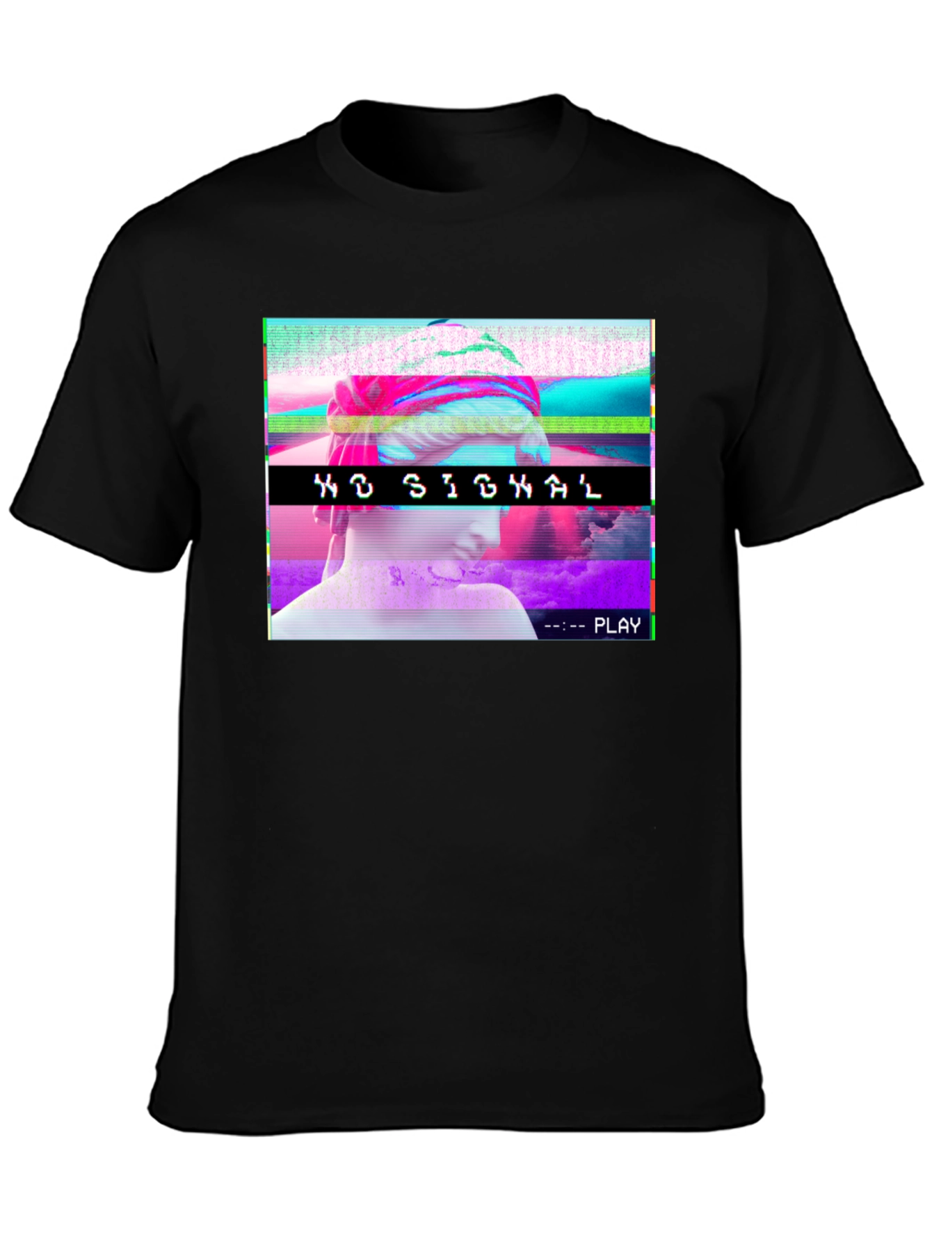 Vaporwave No Signal T-Shirt - Glitch Aesthetic Tee