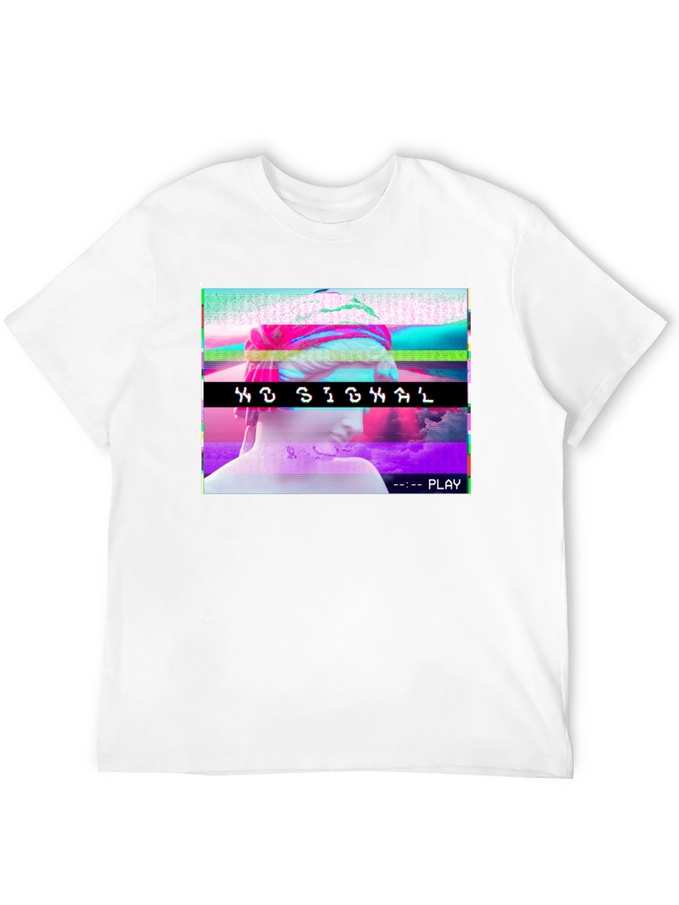 Vaporwave No Signal T-Shirt - Glitch Aesthetic Tee