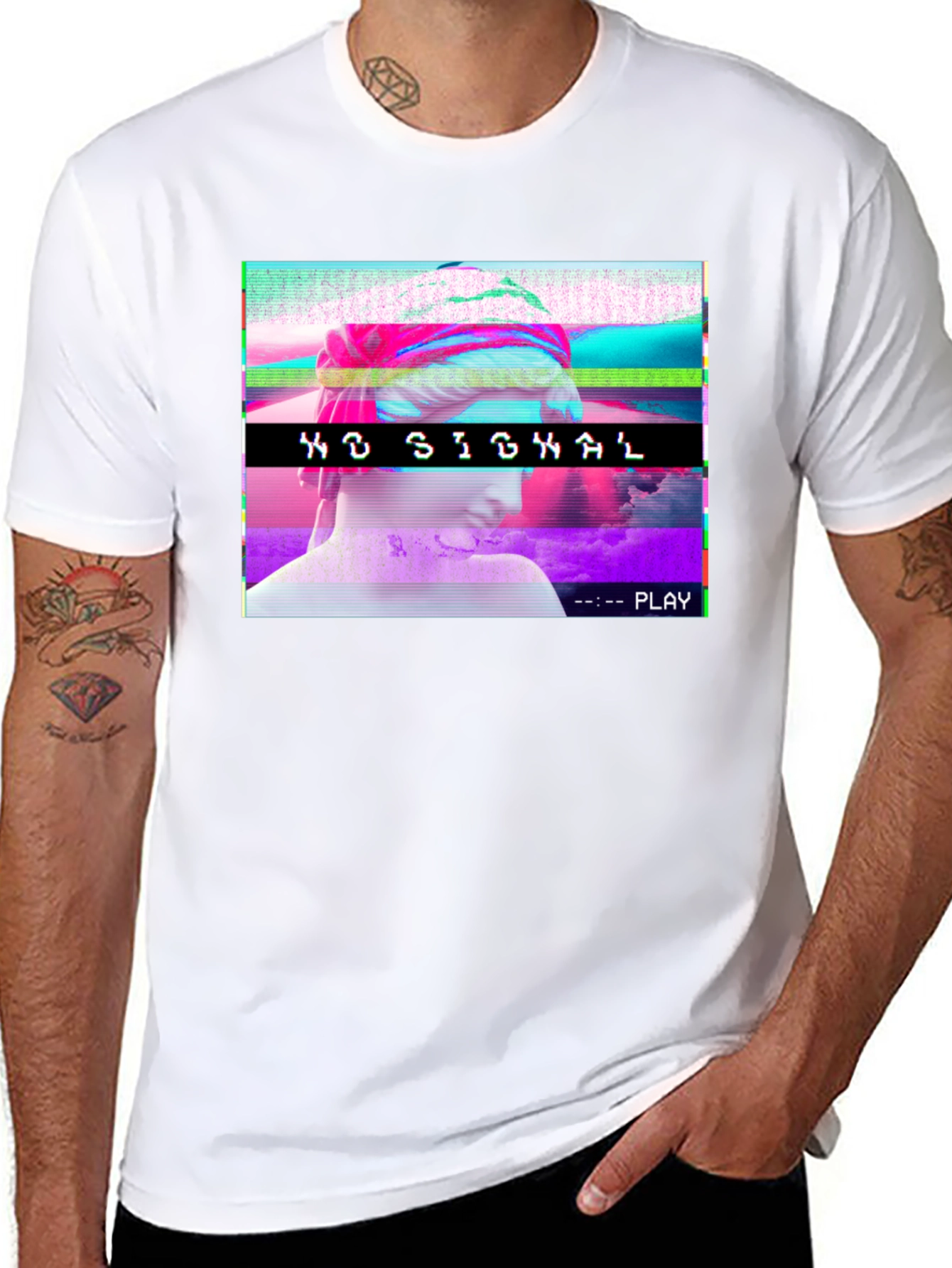 Vaporwave No Signal T-Shirt - Glitch Aesthetic Tee