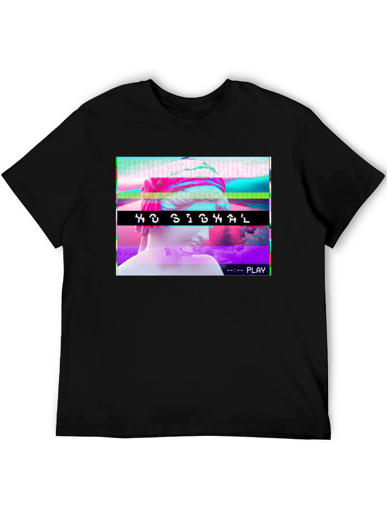 Vaporwave No Signal T-Shirt - Glitch Aesthetic Tee