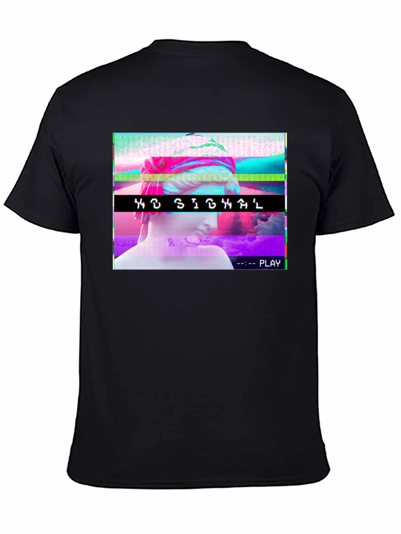 Vaporwave No Signal T-Shirt - Glitch Aesthetic Tee