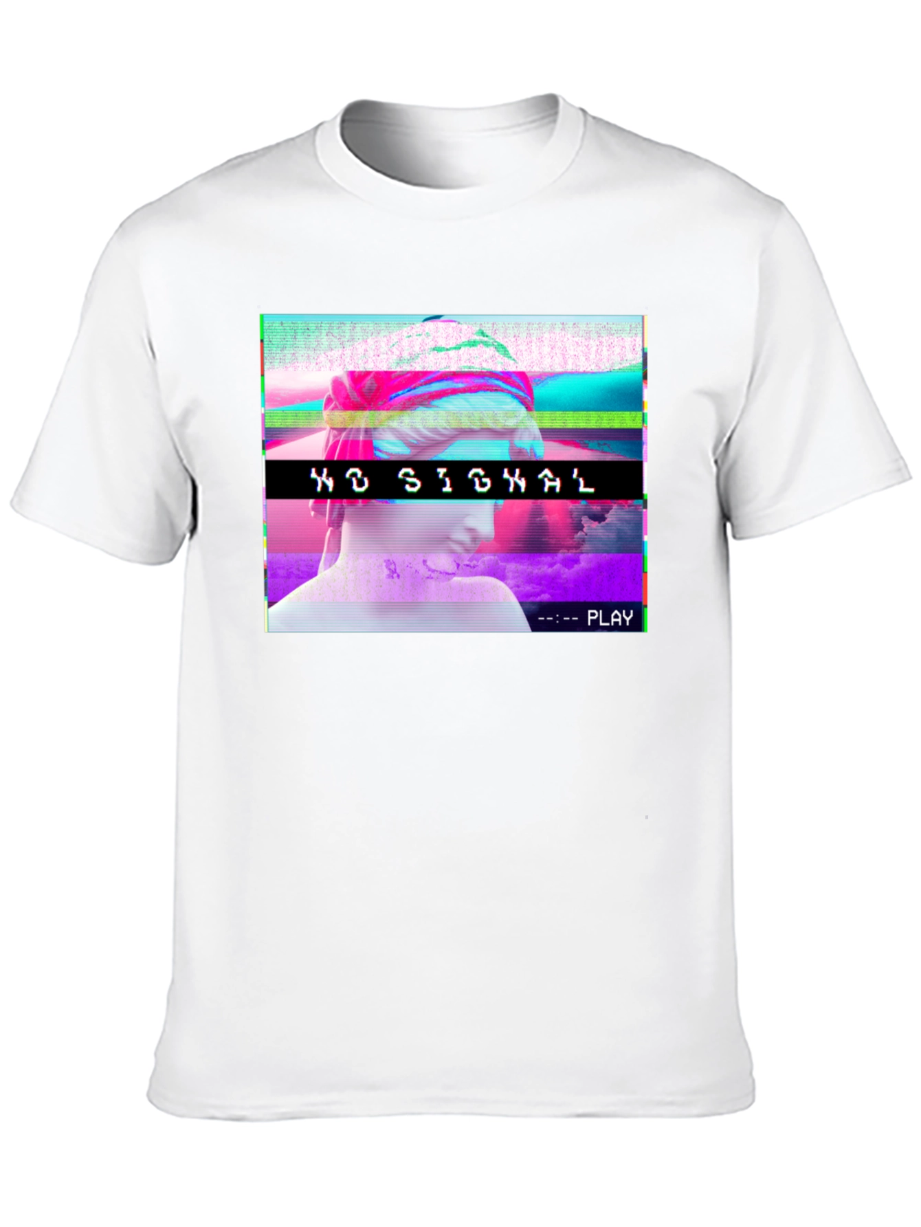 Vaporwave No Signal T-Shirt - Glitch Aesthetic Tee
