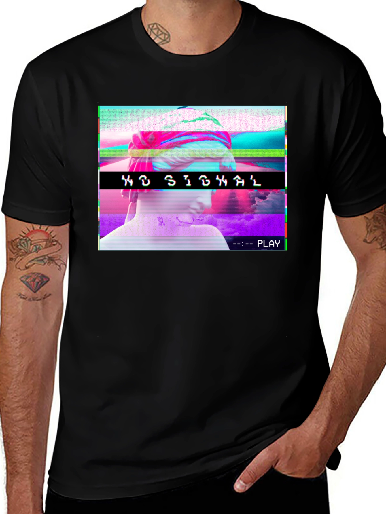 Vaporwave No Signal T-Shirt - Glitch Aesthetic Tee