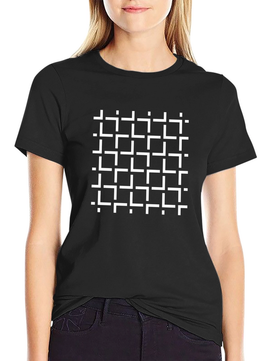 Geometric Square Pattern Black Tee