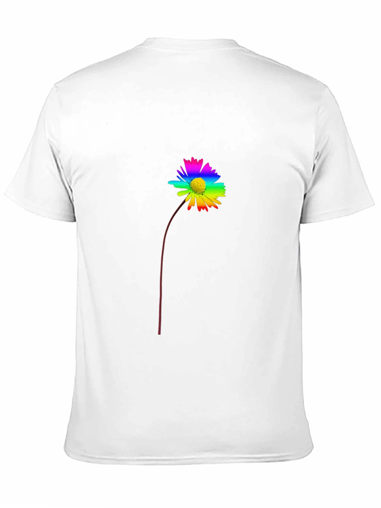 Rainbow Flower Graphic Tee - Black Cotton Casual Shirt