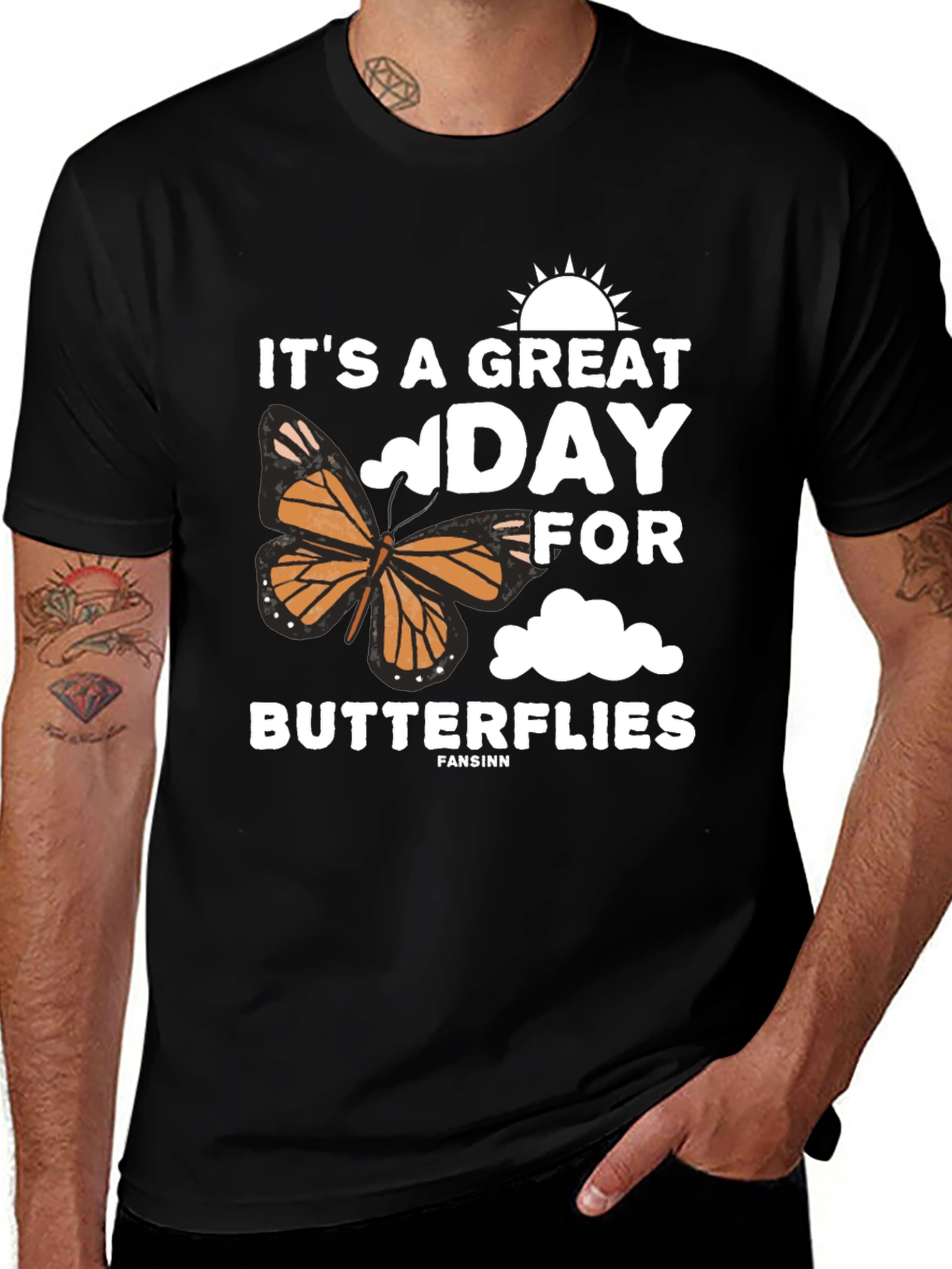 Its a Great Day for Butterflies Black T-Shirt