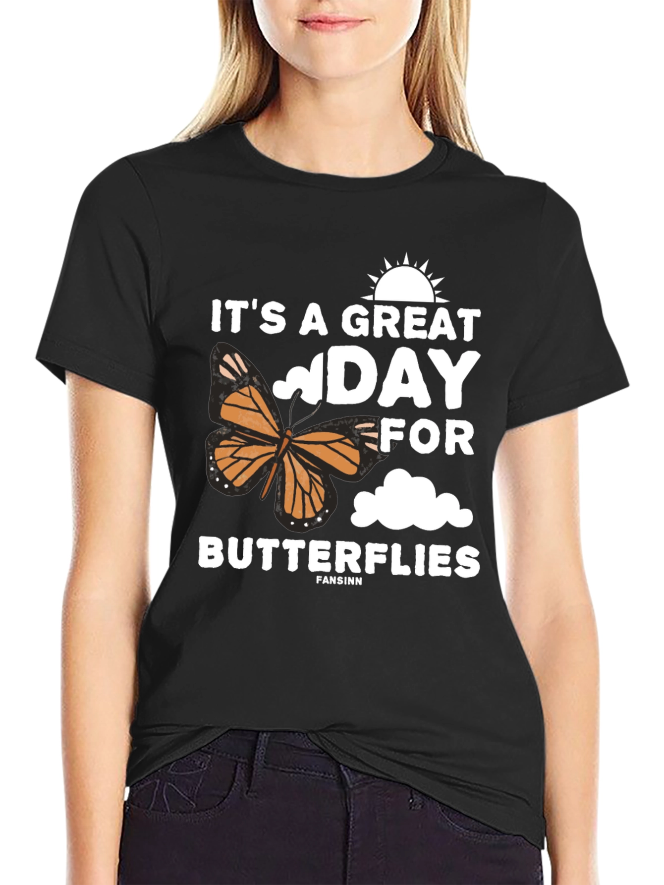 Its a Great Day for Butterflies Black T-Shirt