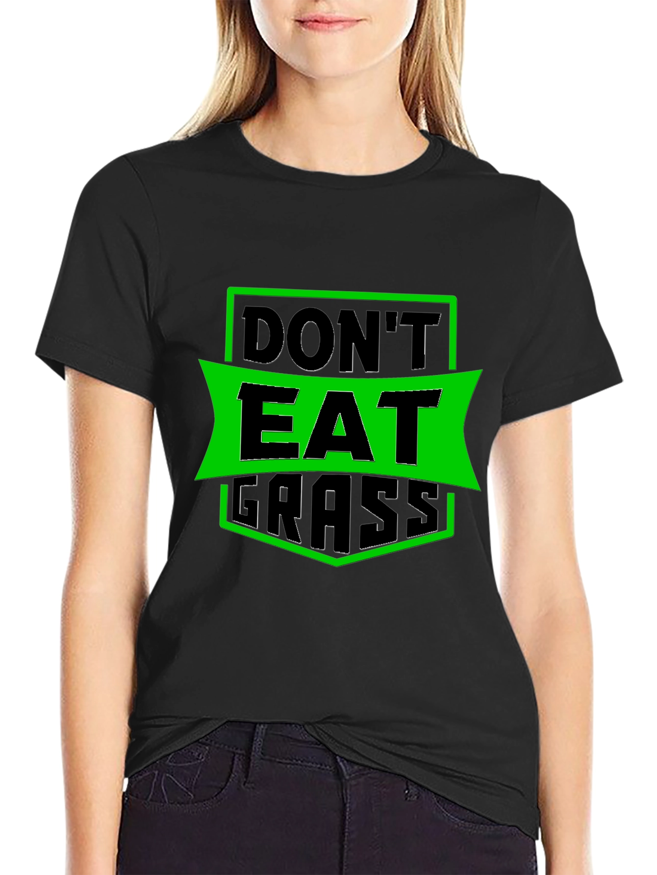 Dont Eat Grass Graphic T-Shirt - Black