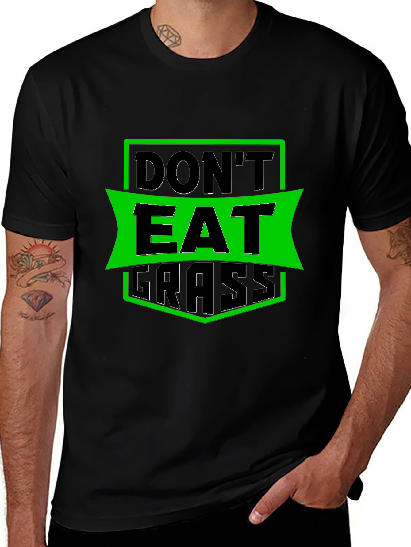 Dont Eat Grass Graphic T-Shirt - Black