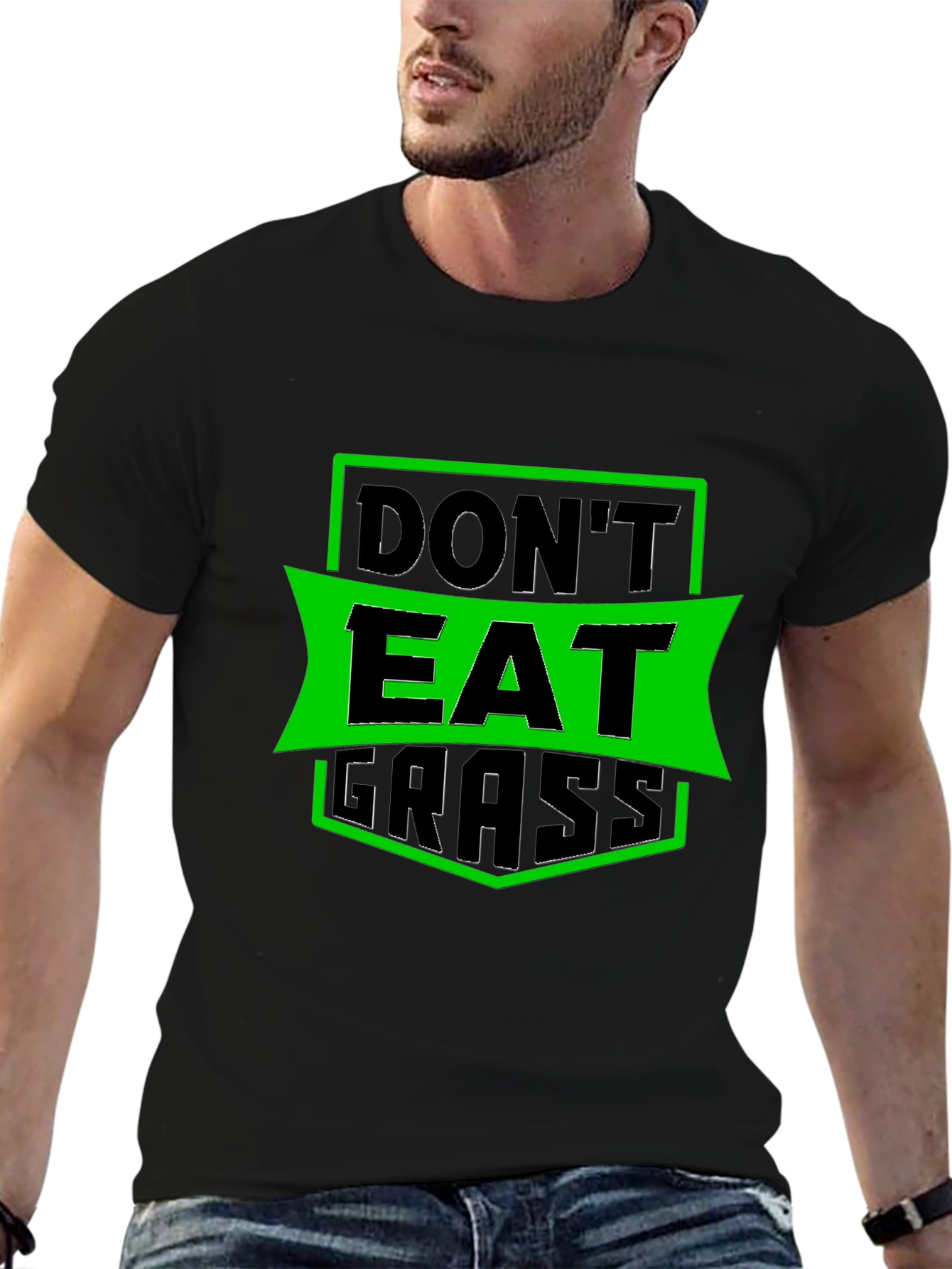 Dont Eat Grass Graphic T-Shirt - Black