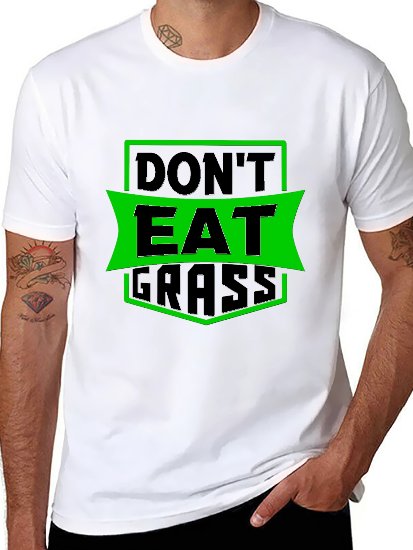 Dont Eat Grass Graphic T-Shirt - Black