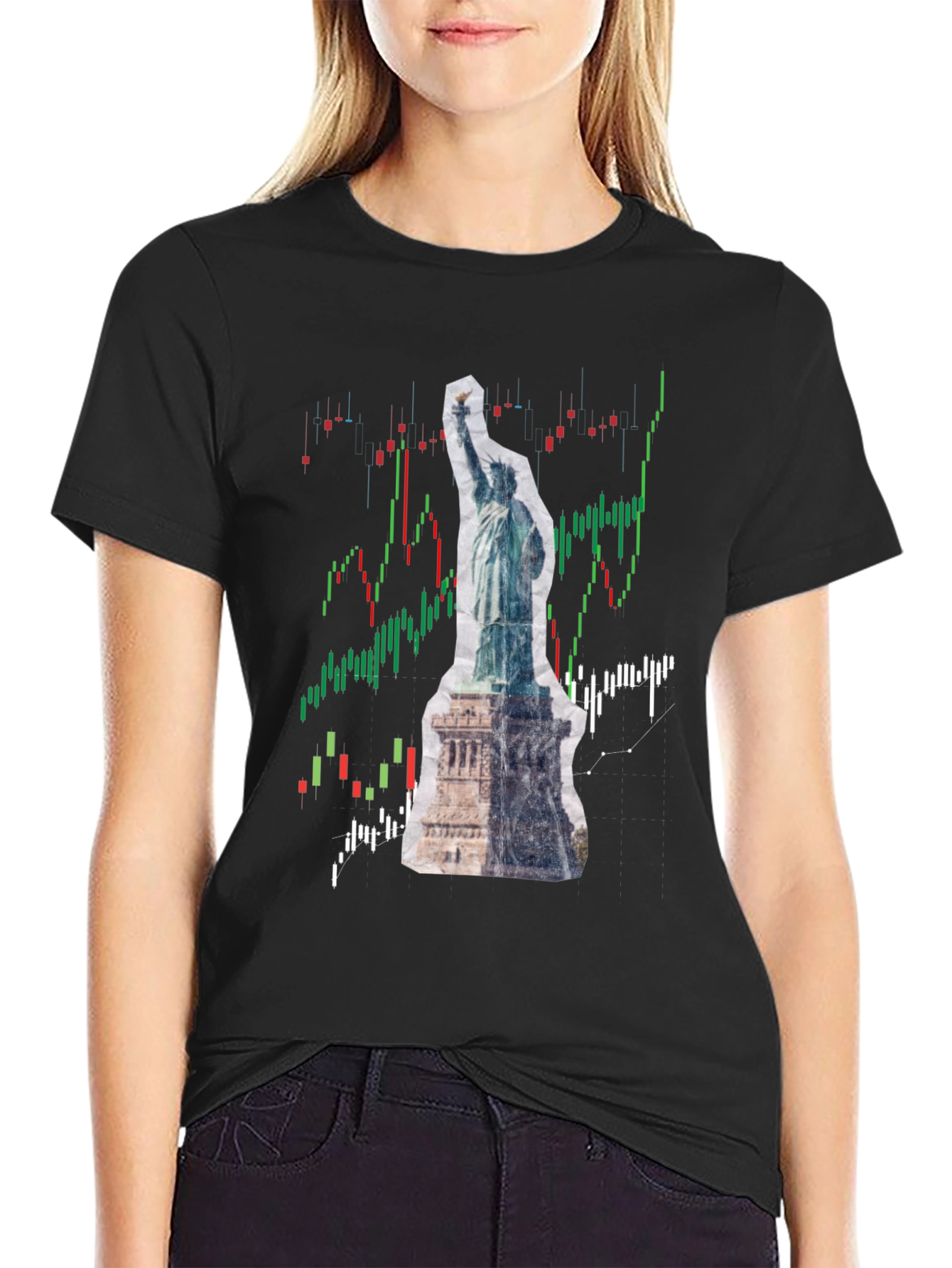 Statue of Liberty Stock Chart Graphic Tee