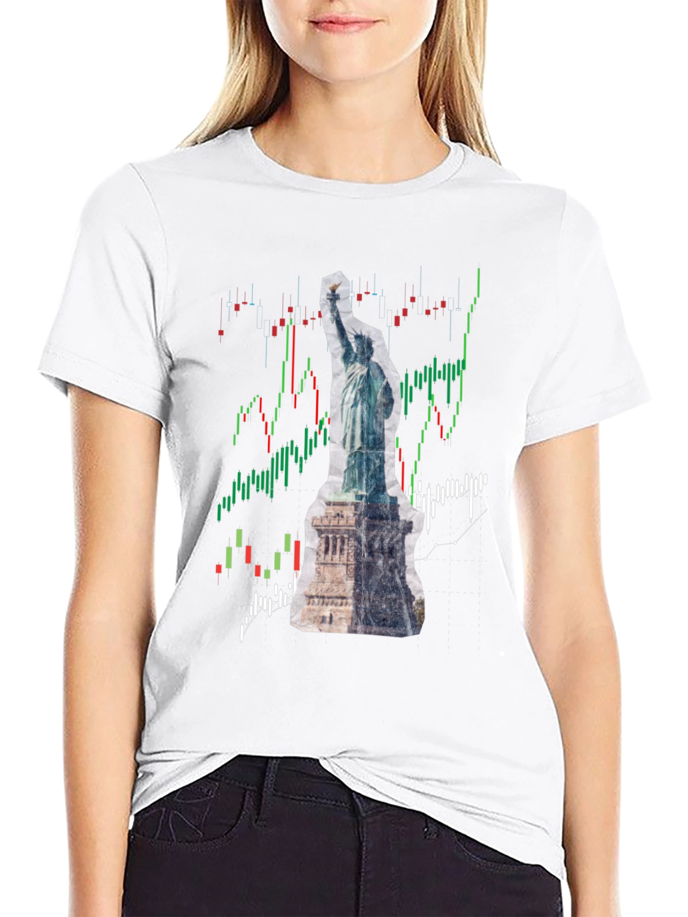 Statue of Liberty Stock Chart Graphic Tee
