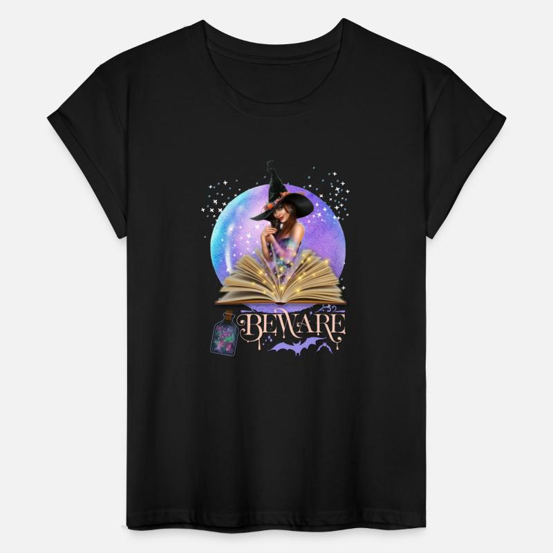 Beware of witchy black magic spellbook Halloween