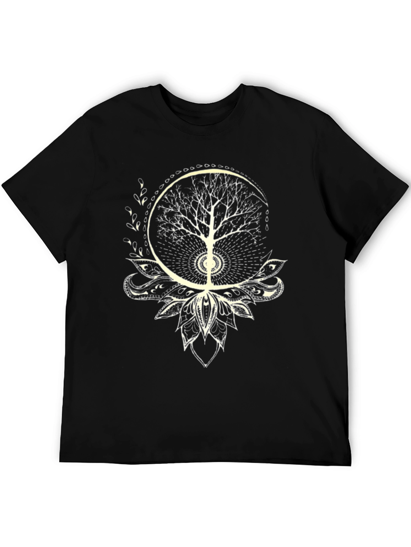 Tree of Life Lotus Graphic Tee - Black
