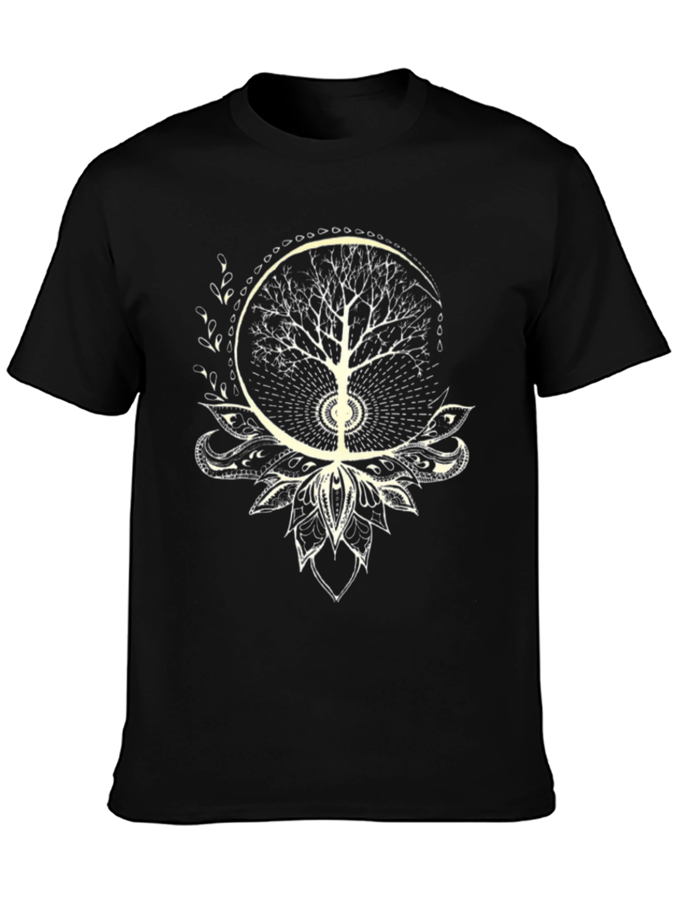 Tree of Life Lotus Graphic Tee - Black