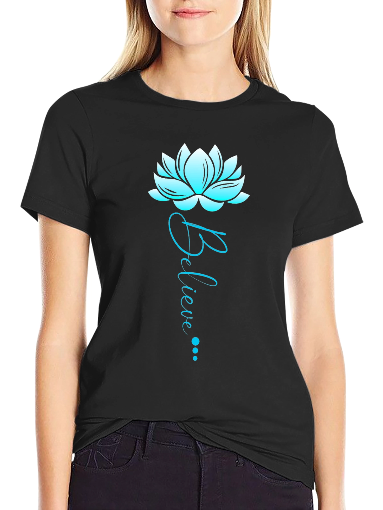 Believe Lotus Graphic Tee - Soft Cotton Blend