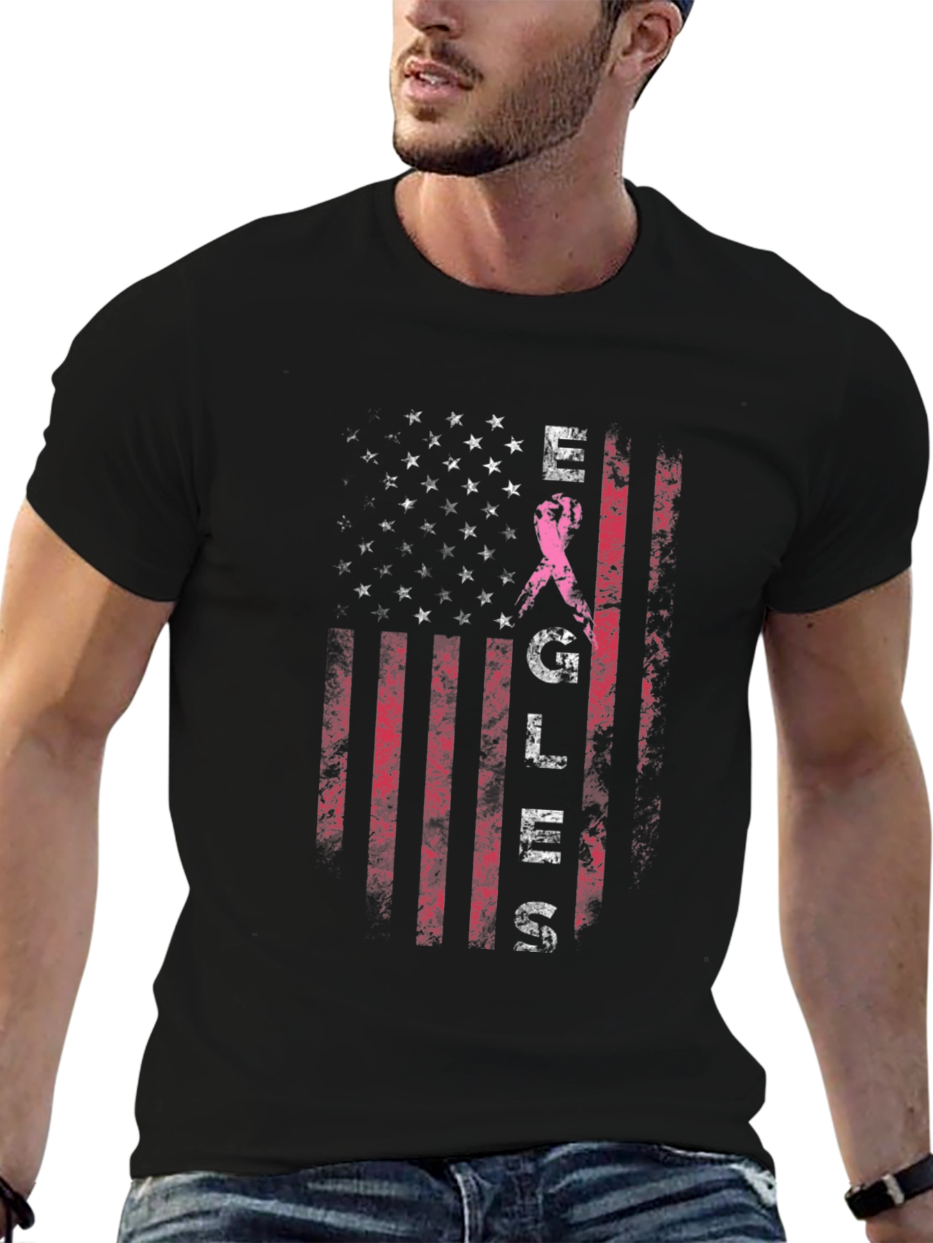 Breast Cancer Awareness US Flag T-Shirt