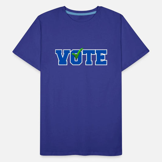 Bold Blue "VOTE" with Green Checkmark Election