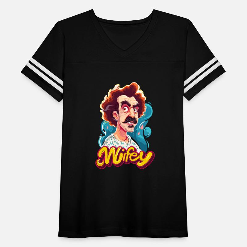 Borat with My Wife text in the style of comedic