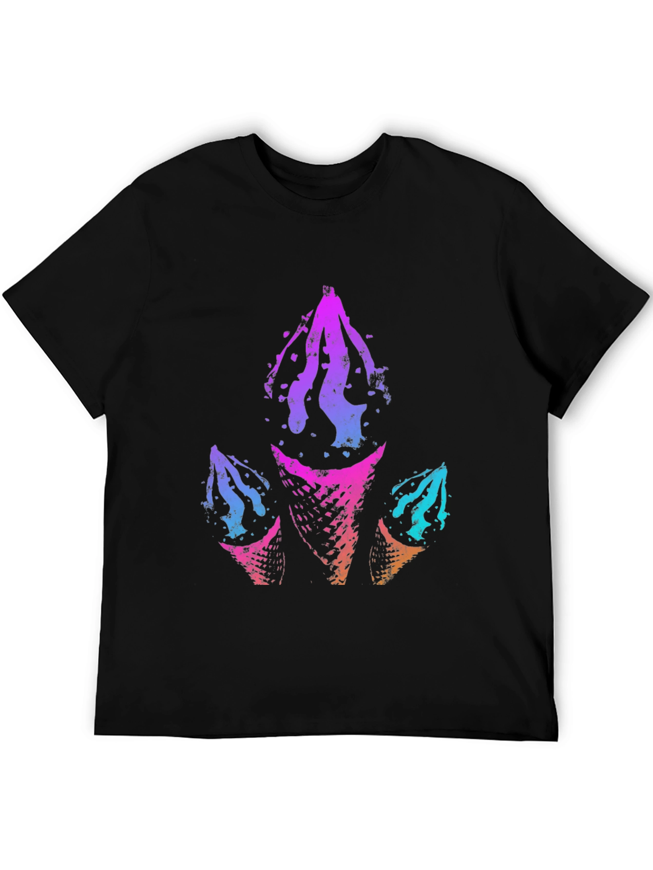 Abstract Ice Cream Cone Graphic Tee - Black