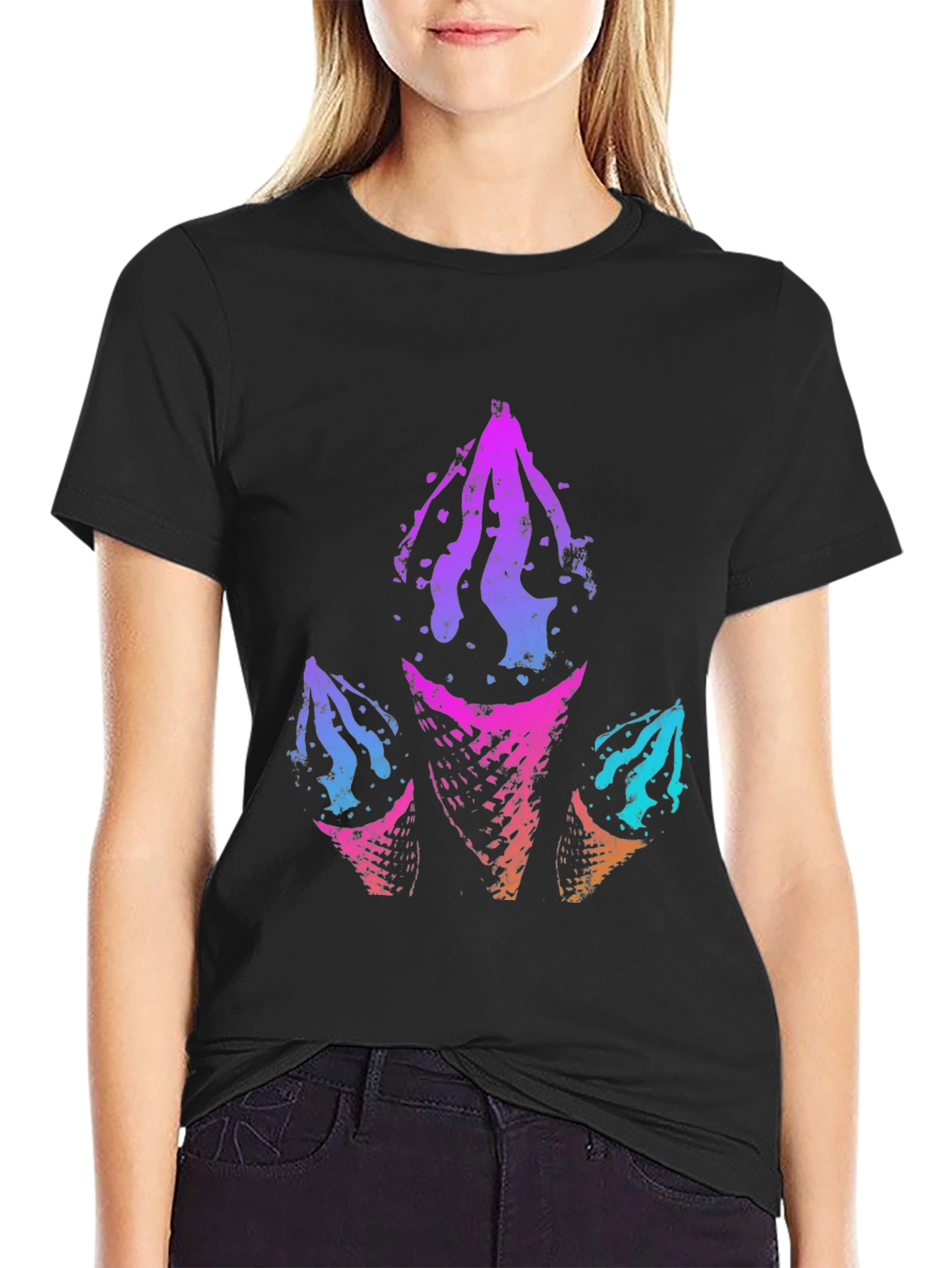 Abstract Ice Cream Cone Graphic Tee - Black