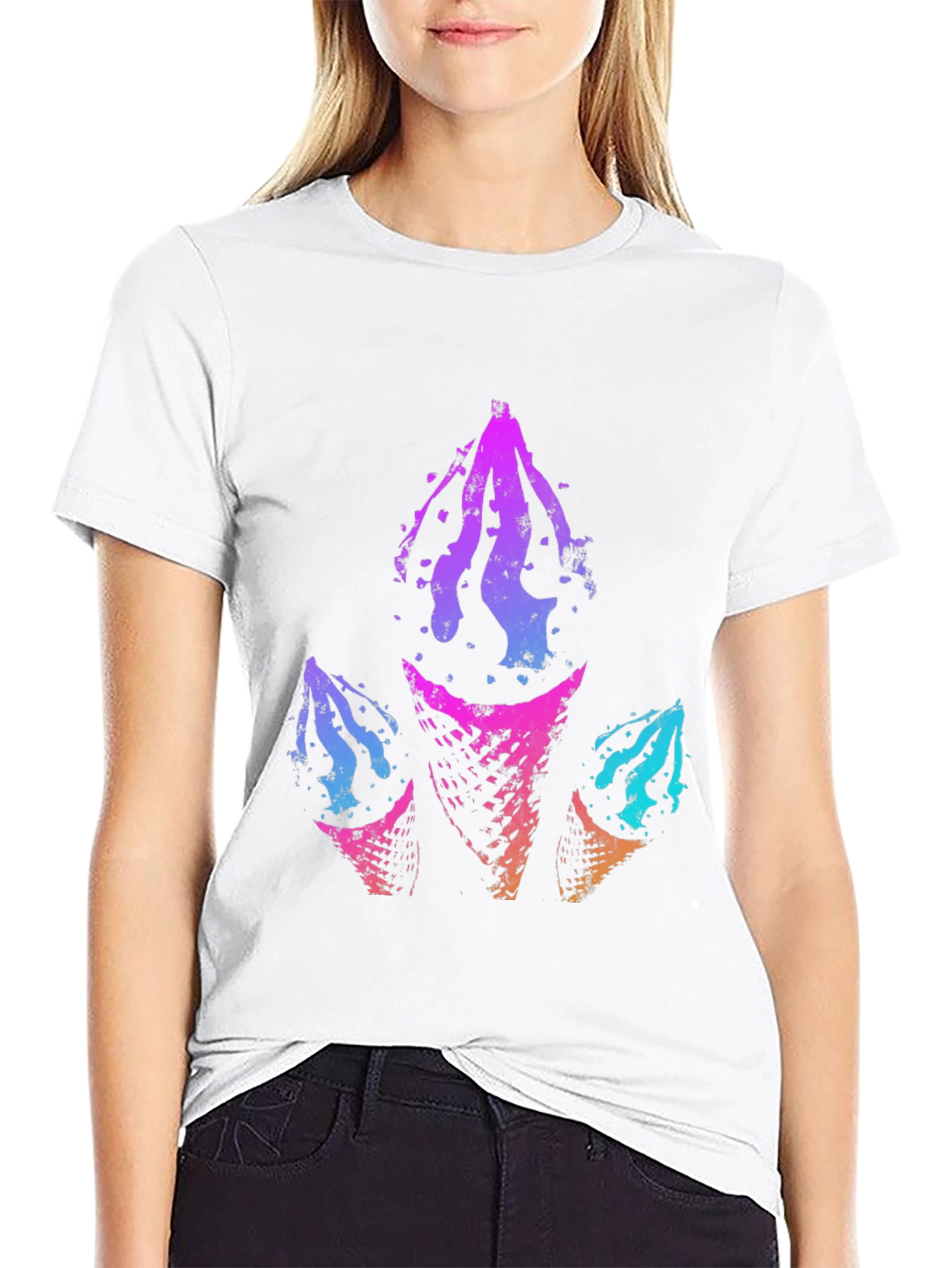 Abstract Ice Cream Cone Graphic Tee - Black
