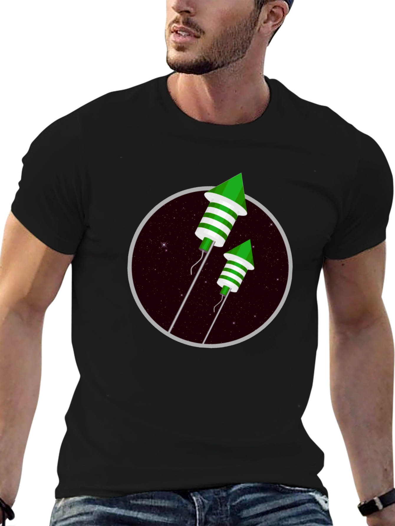 Green Fireworks T-Shirt - Festive Design