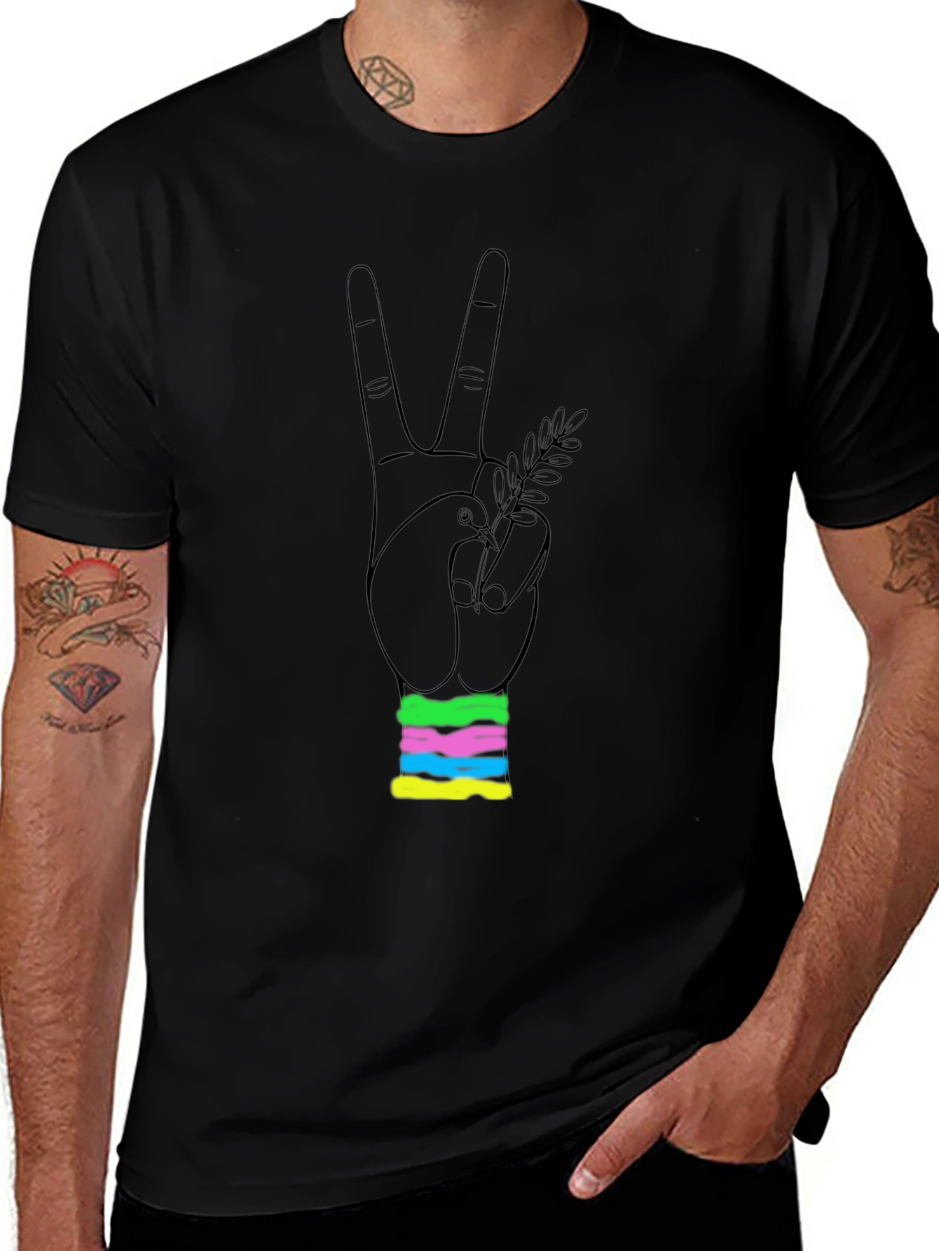 Peace Dove Graphic Black T-Shirt