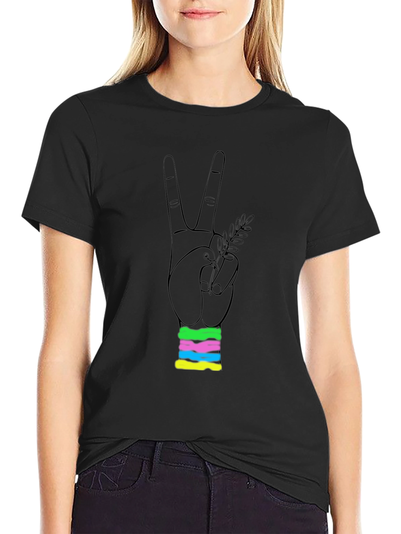 Peace Dove Graphic Black T-Shirt